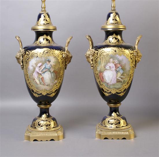 Appraisal: A Pair of Sevres Porcelain and Gilt Metal Mounted Covered