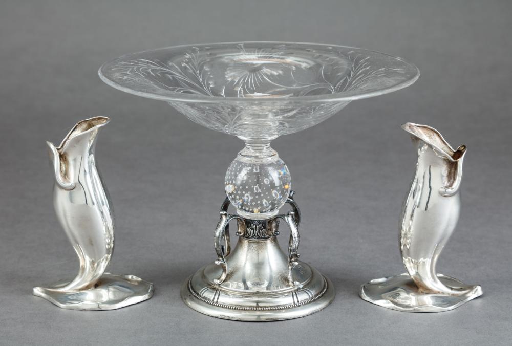 Appraisal: Pair of Art Nouveau Mauser Sterling Silver Vases pattern h