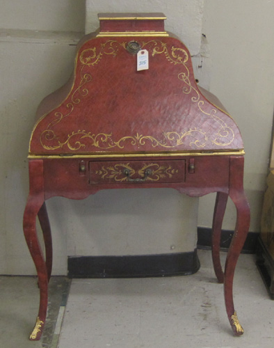 Appraisal: PROVINCIAL STYLE SLANT-FRONT WRITING DESK th century with red craquelure