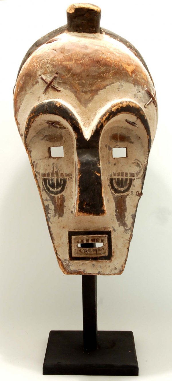 Appraisal: Fang carved wood ritual mask Gabon Ovoid shape with squared