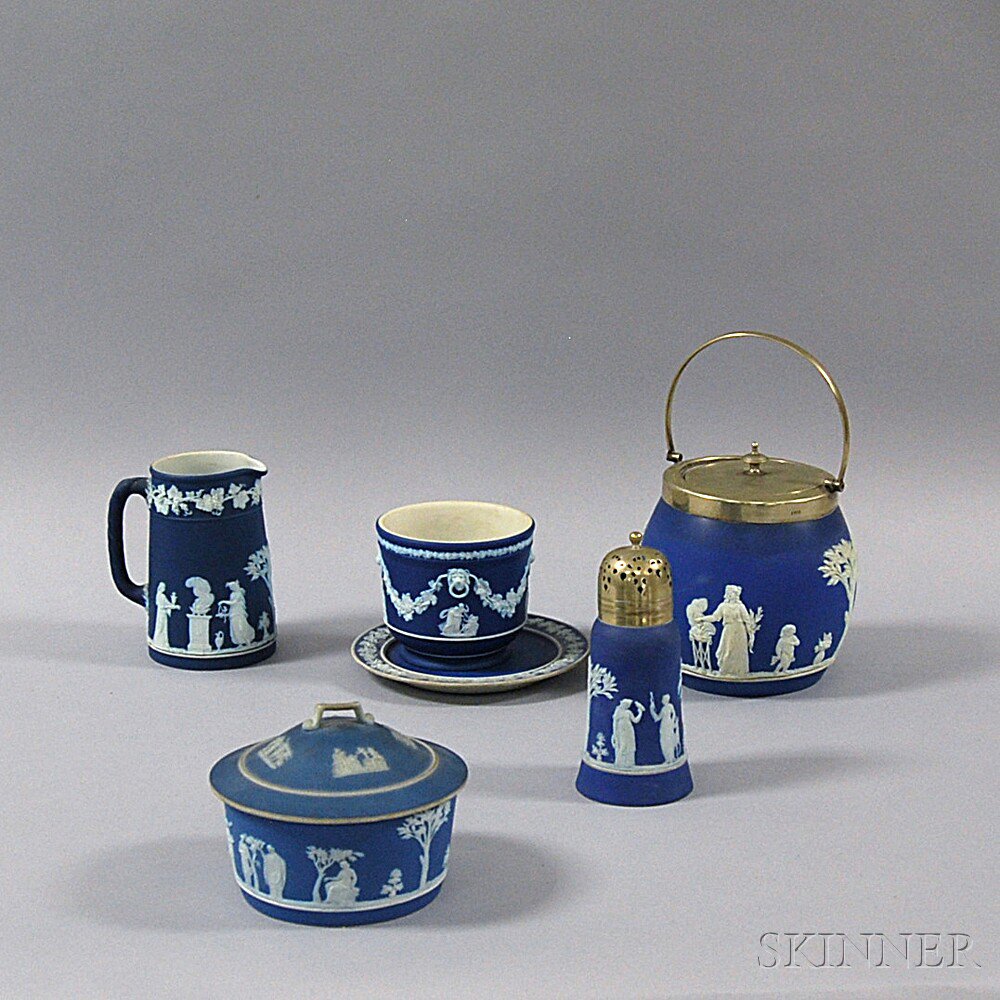 Appraisal: Six Wedgwood Dark Blue Jasper Items th and th century