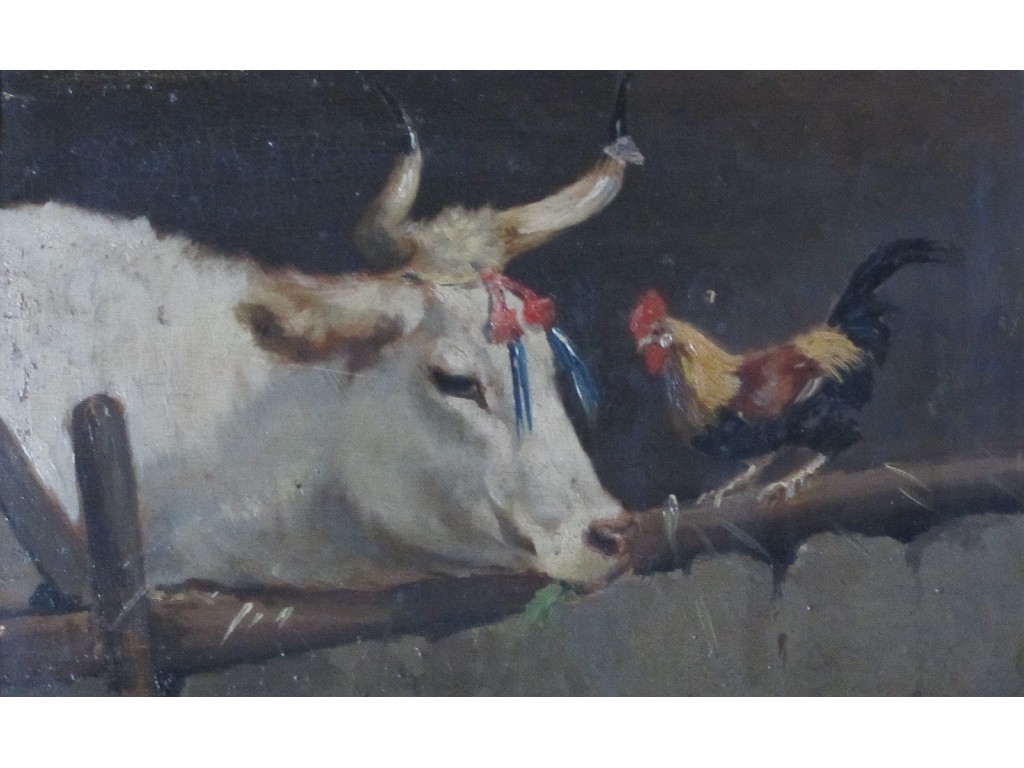 Appraisal: CHARLES SMITH TH CENTURY COW AND COCKEREL AND CHICKENS FEEDING