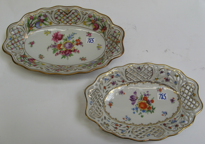 Appraisal: TWO SCHUMANN BAVARIA OVAL PORCELAIN BOWLS Dresden Flowers pattern with