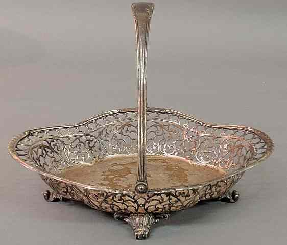 Appraisal: Sterling silver cake basket late th century quatrefoil form with