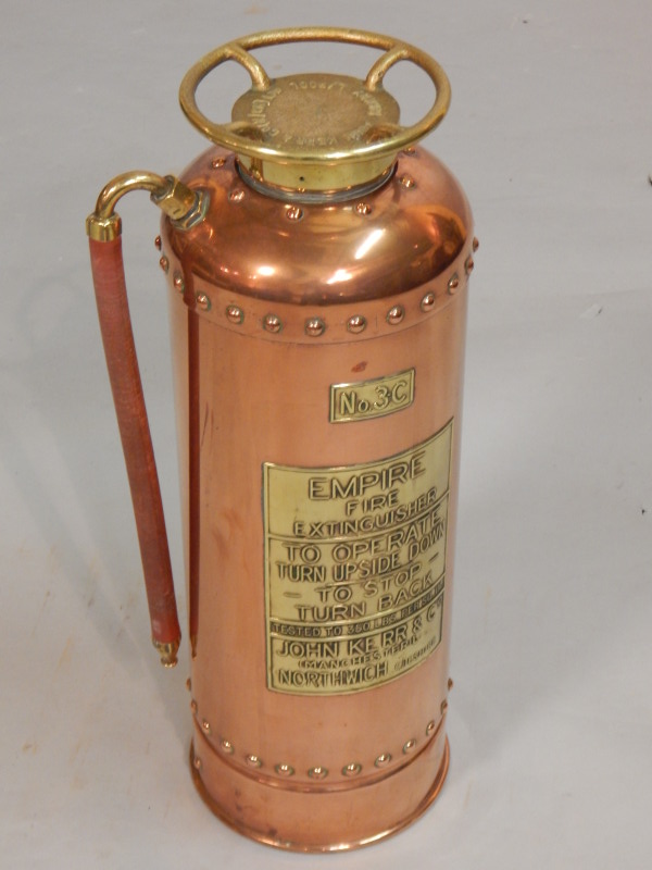 Appraisal: An Empire copper brass and gilt metal fire extinguisher model