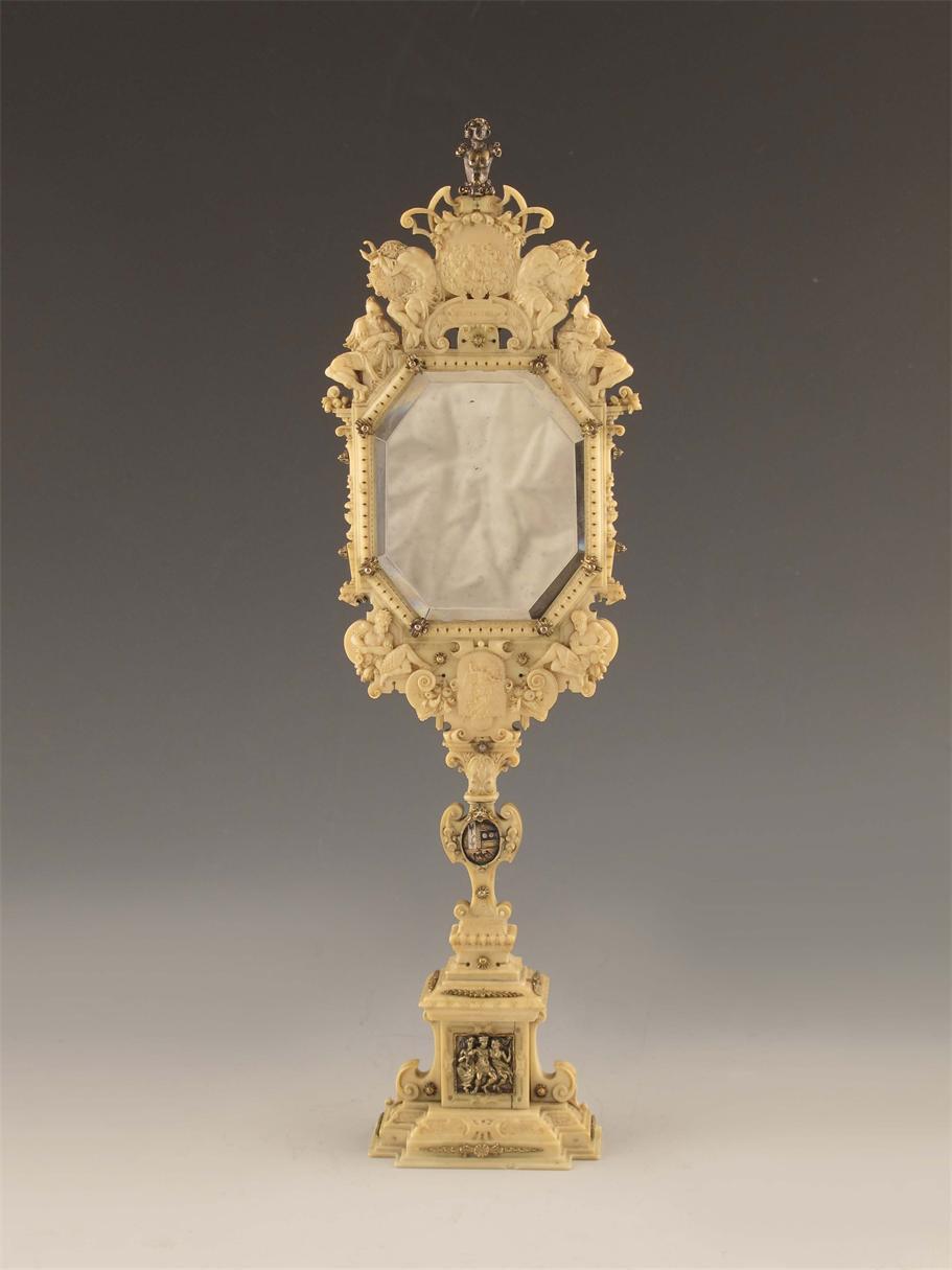 Appraisal: A Renaissance style ivory table mirror