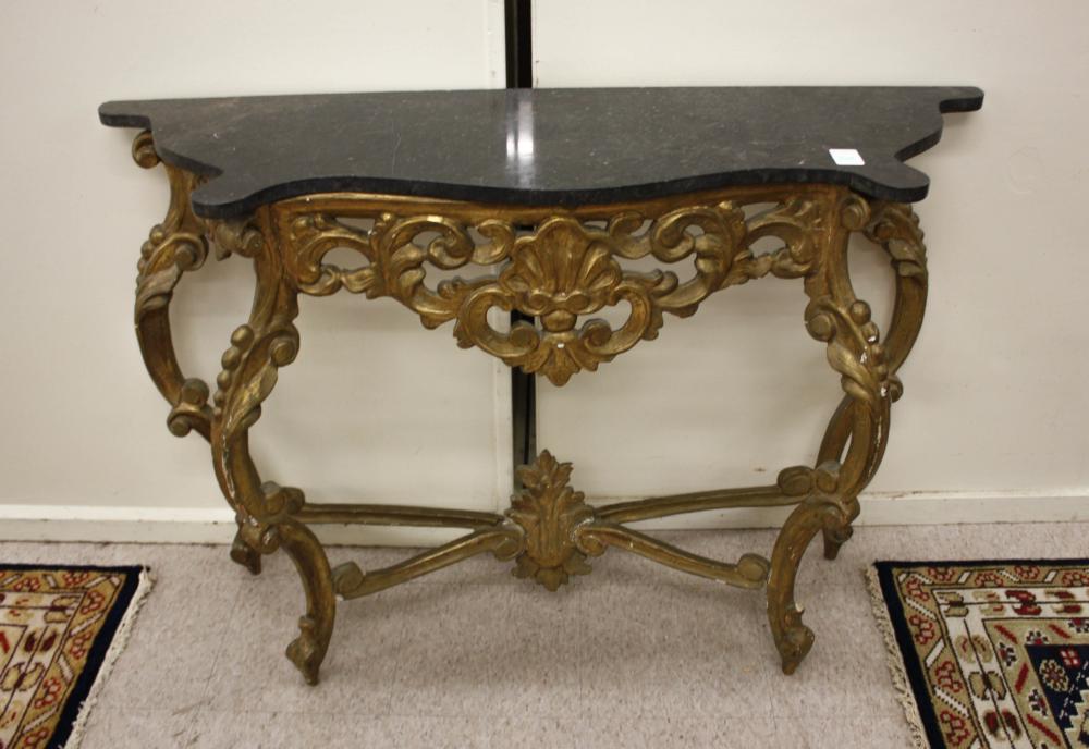 Appraisal: FRENCH STYLE GILT WOOD AND GESSO CONSOLE TABLE early th