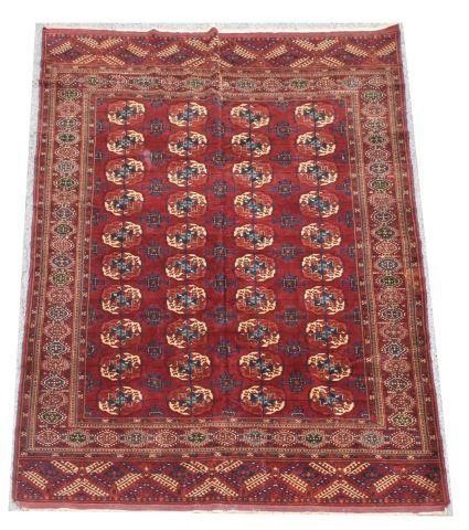 Appraisal: Hand-tied Turkoman rug wool foundation approx ' l ' w