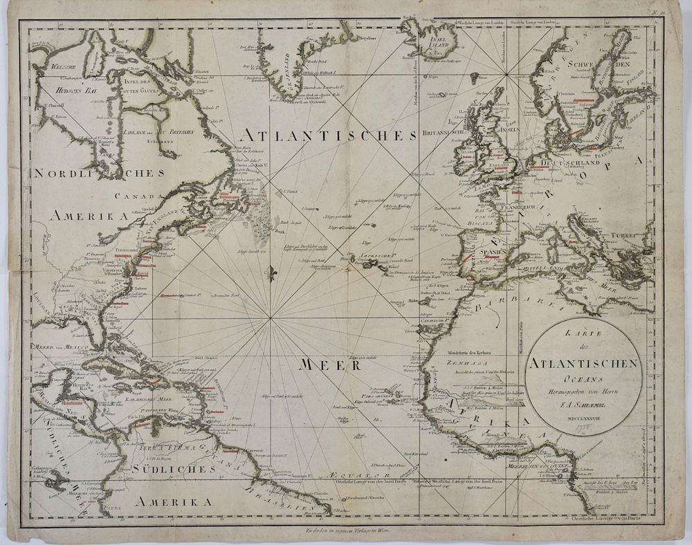 Appraisal: F A Schraembl Map of the Atlantic Ocean Franz Anton