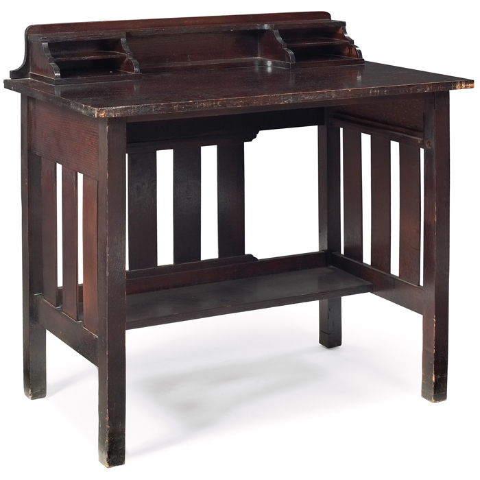 Appraisal: Stickley Brothers desk letter rack at back over a lower