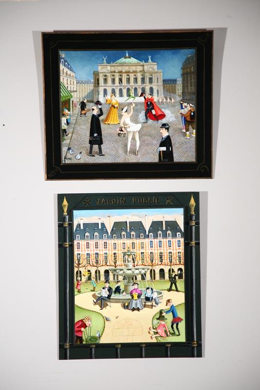 Appraisal: TWO FOLKSY CITYSCAPES BY FOUNE FRANCE TH CENTURY Both oil