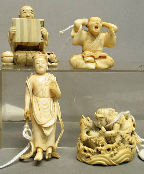 Appraisal: A group of four ivory studies Including a portrayal of