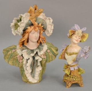 Appraisal: Two Turn Teplitz RS K porcelain figural bust of a