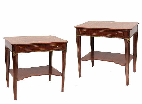 Appraisal: A pair of Louis XVI style inlaid tables height in