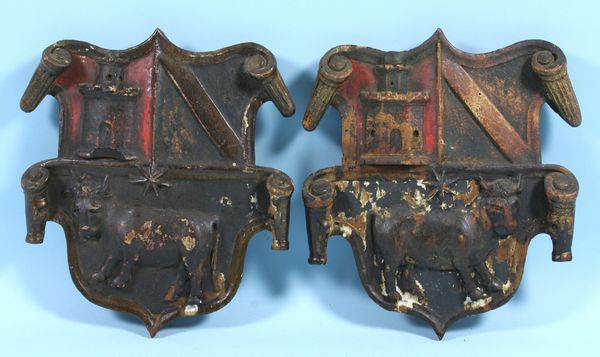 Appraisal: Two th-early th Century English paint decorated coat of arms