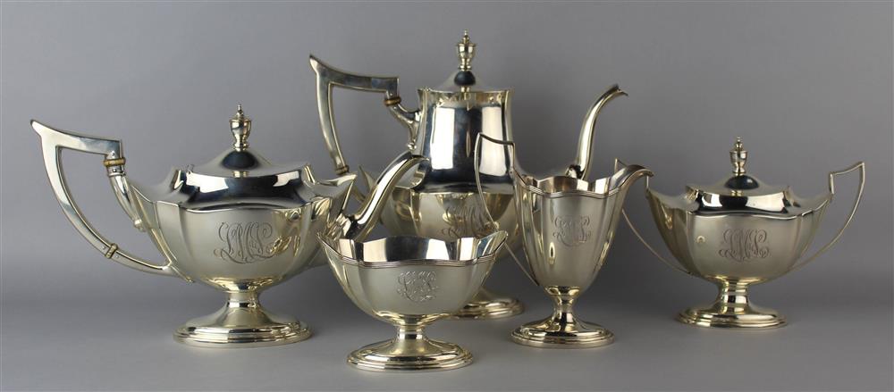 Appraisal: GORHAM SILVER FIVE PIECE TEA COFFEE SERVICE date codes for