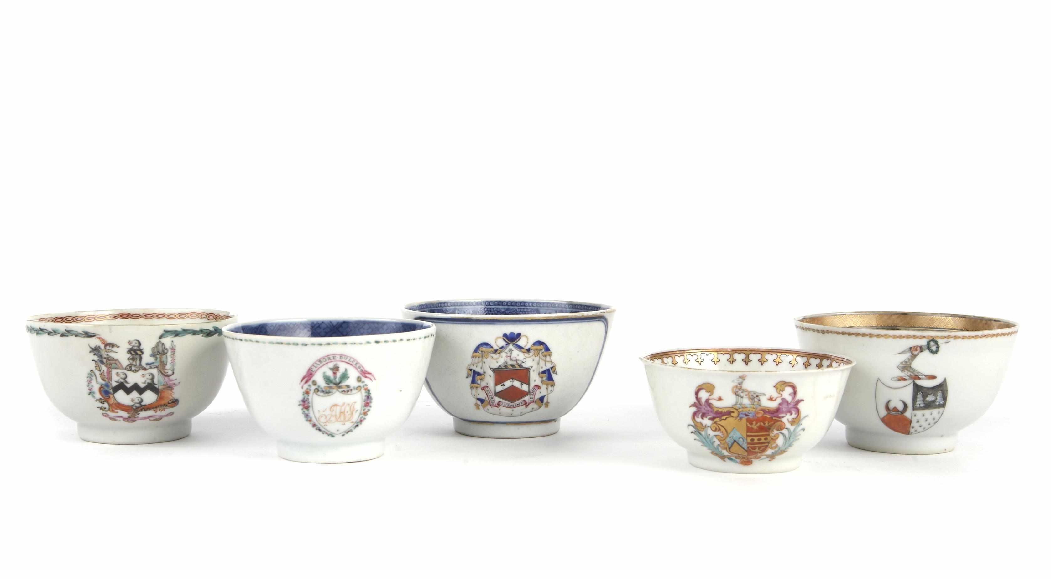 Appraisal: A group of fifteen Chinese Export porcelain armorial tea bowls