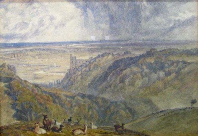 Appraisal: AfterJMW Turner x Watercolor unsigned Arundel Castle depicting deer on