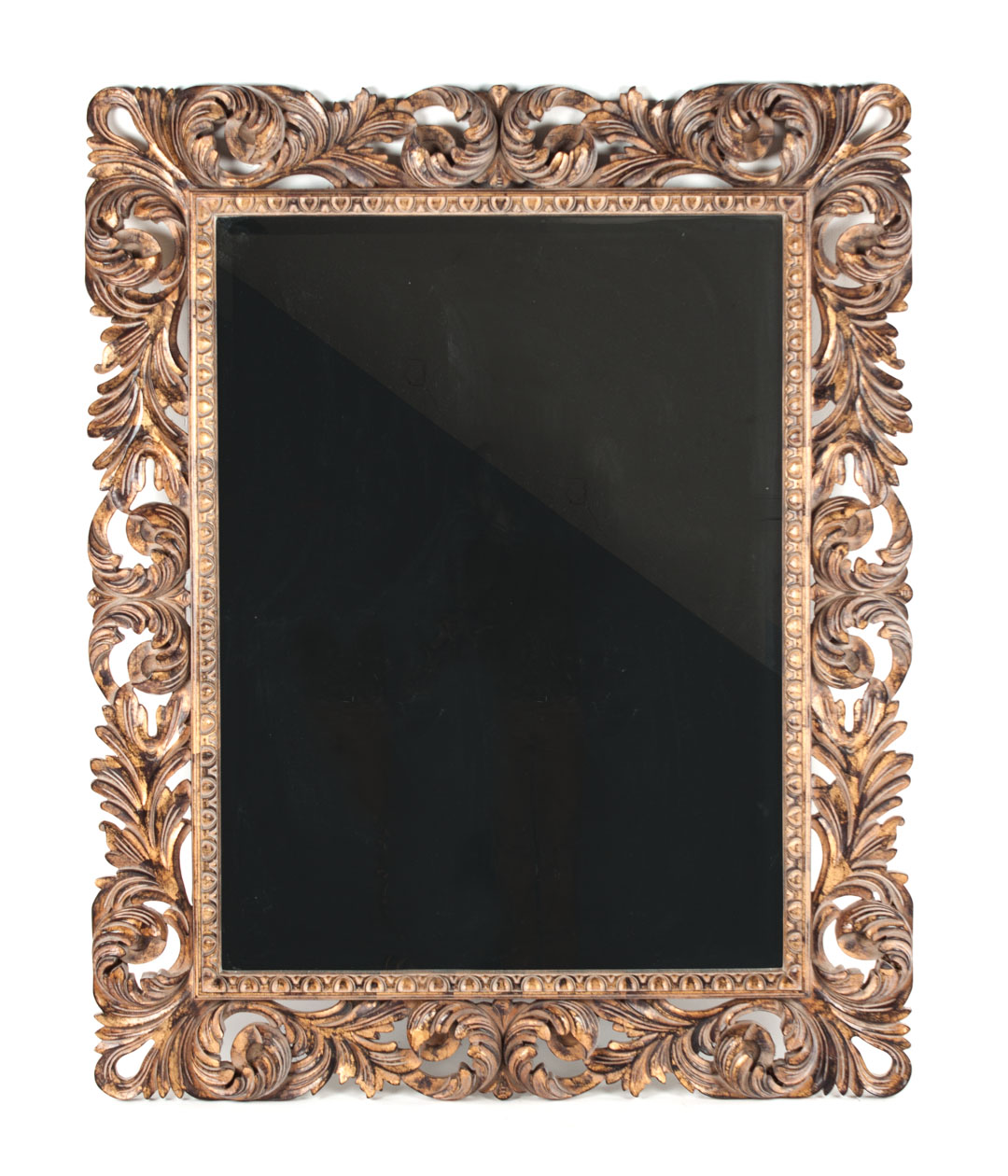 Appraisal: Italian carved and giltwood mirror acanthus carved frame in H