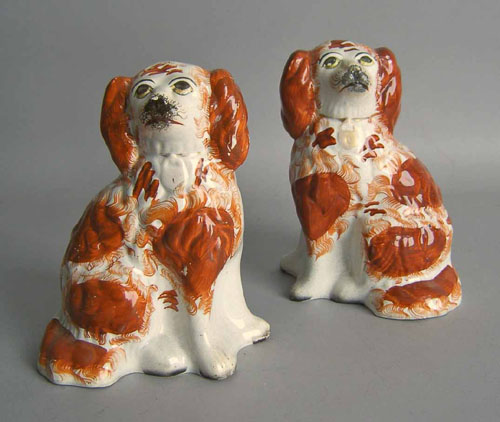 Appraisal: Pair of Staffordshire spaniels th c h