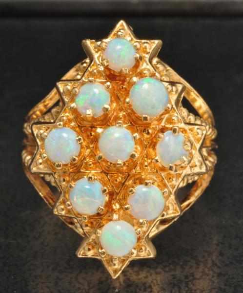 Appraisal: K Y Gold Opal Ring Description Opals ctw Condition Excellent