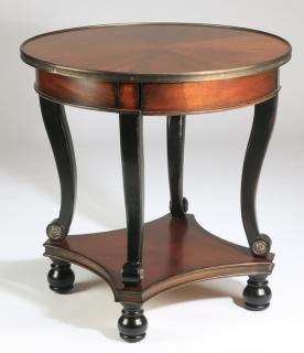 Appraisal: Empire style mahogany side table h Empire style ebonized and