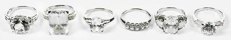 Appraisal: Six kt Rings assorted cut stones two white topaz four