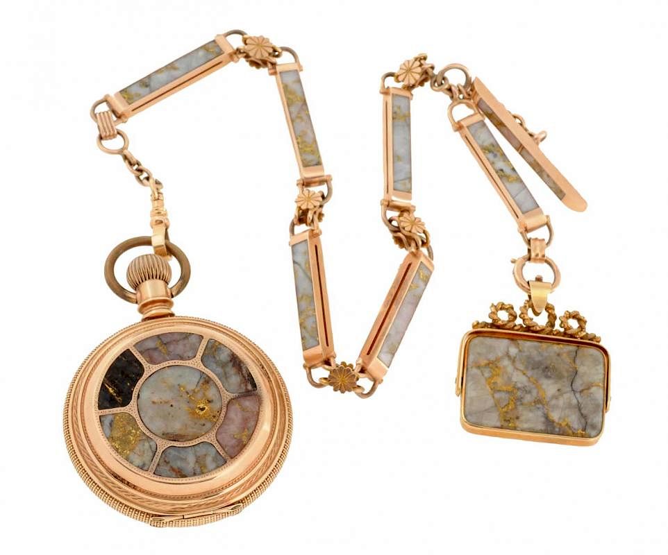 Appraisal: Large Size Solid Gold Gold Quartz Decorated Pocket Watch Circa