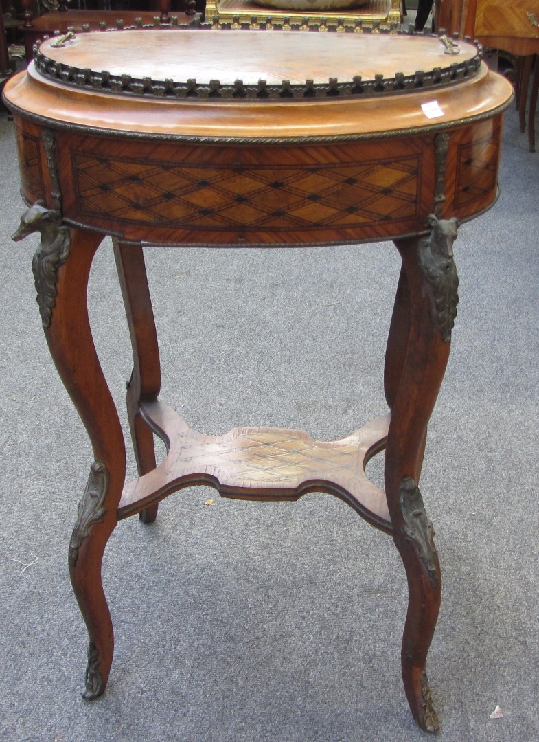 Appraisal: A th century French parquetry inlaid gilt metal mounted kingwood