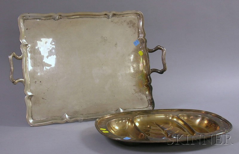 Appraisal: Ortega Mexican Silver Tray and Silver Plated Meat Tray approx