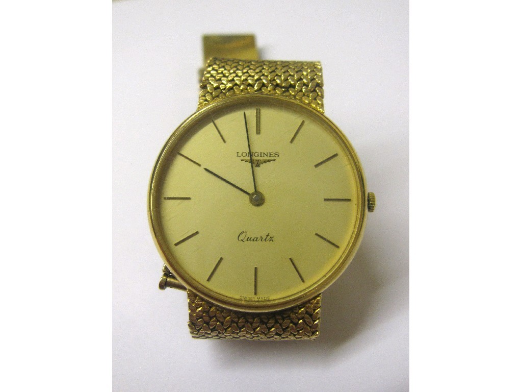 Appraisal: Gents ct gold Longines wrist watch with cream circular dial