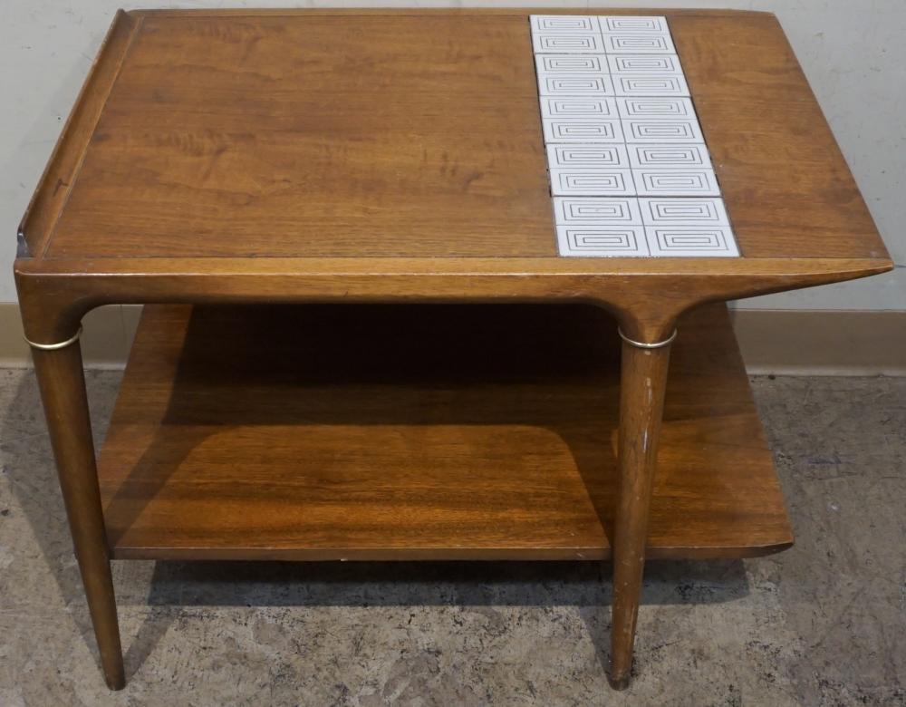 Appraisal: LANE MID-CENTURY MODERN TEAK AND TILE INSET SIDE TABLE X