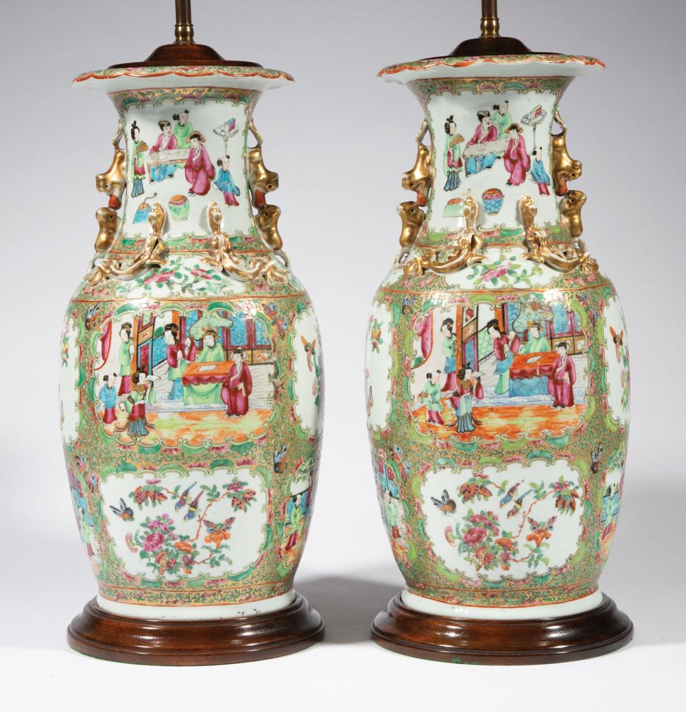 Appraisal: Large Pair of Chinese Famille Rose Porcelain Vases th c