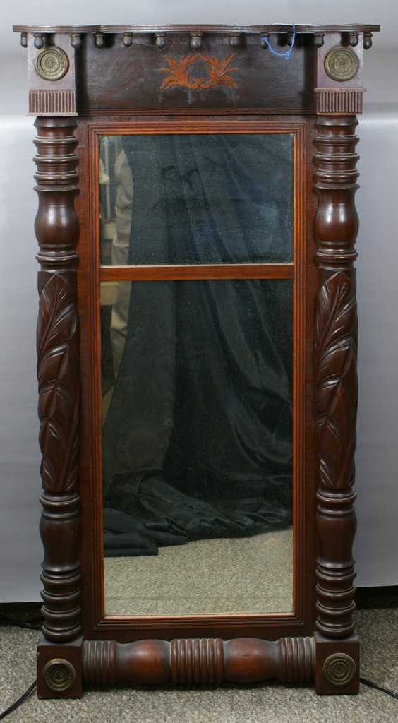 Appraisal: Mahogany Federal wall mirror with acanthus carved columns part h