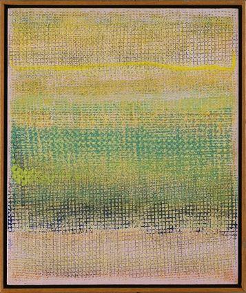 Appraisal: ROBERT NATKIN b ABSTRACT GRID COMPOSITION IN GREEN Acrylic on