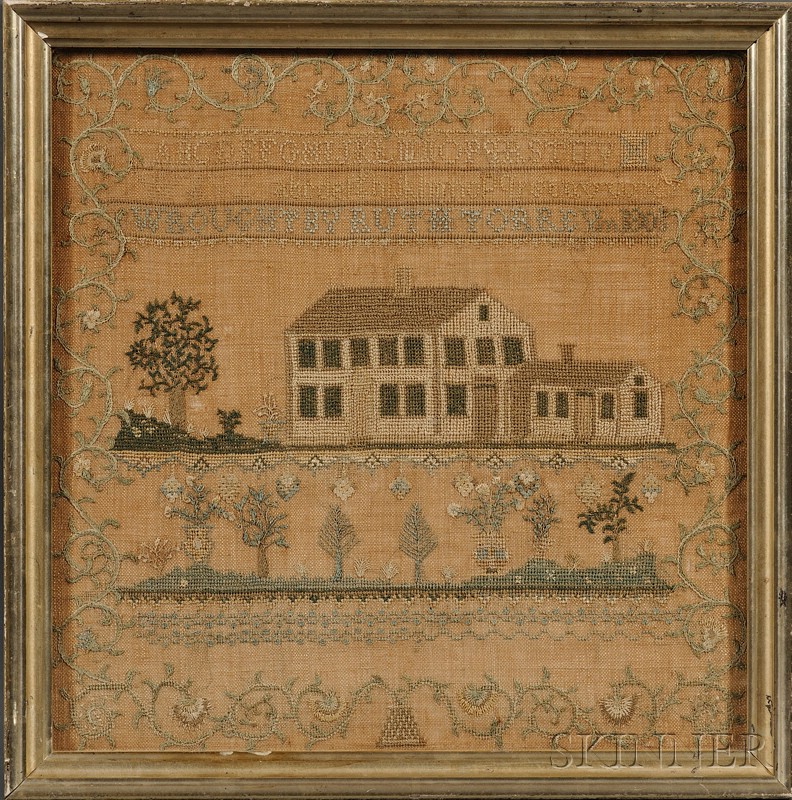 Appraisal: Needlework Sampler Wrought By Ruth Torrey in East Whitman Massachusetts