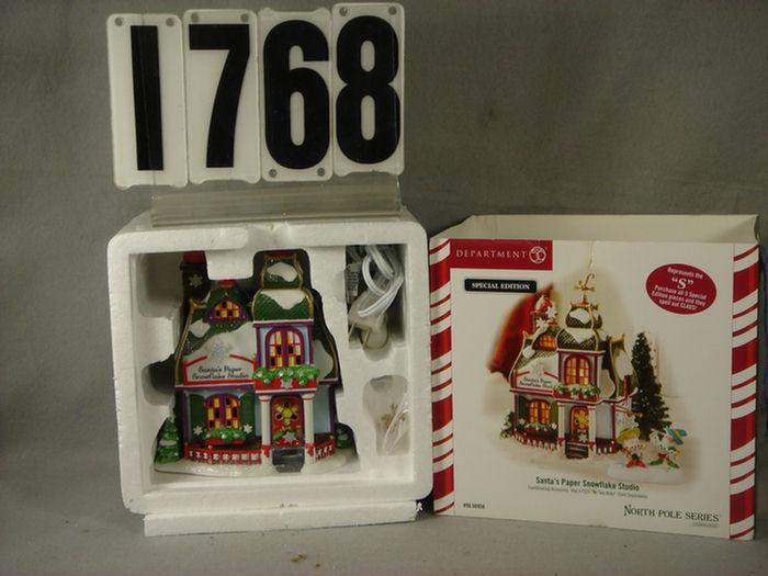 Appraisal: Department Special Edition North Pole Series Santa's Paper Snowflake Studio