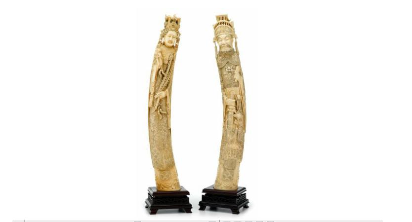 Appraisal: Large Chinese carved elephant ivory emperor and empress figures early