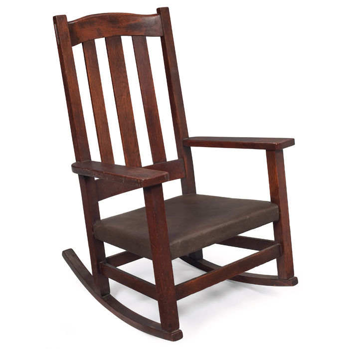 Appraisal: Stickley Brothers rocker similar to three vertical slats at back