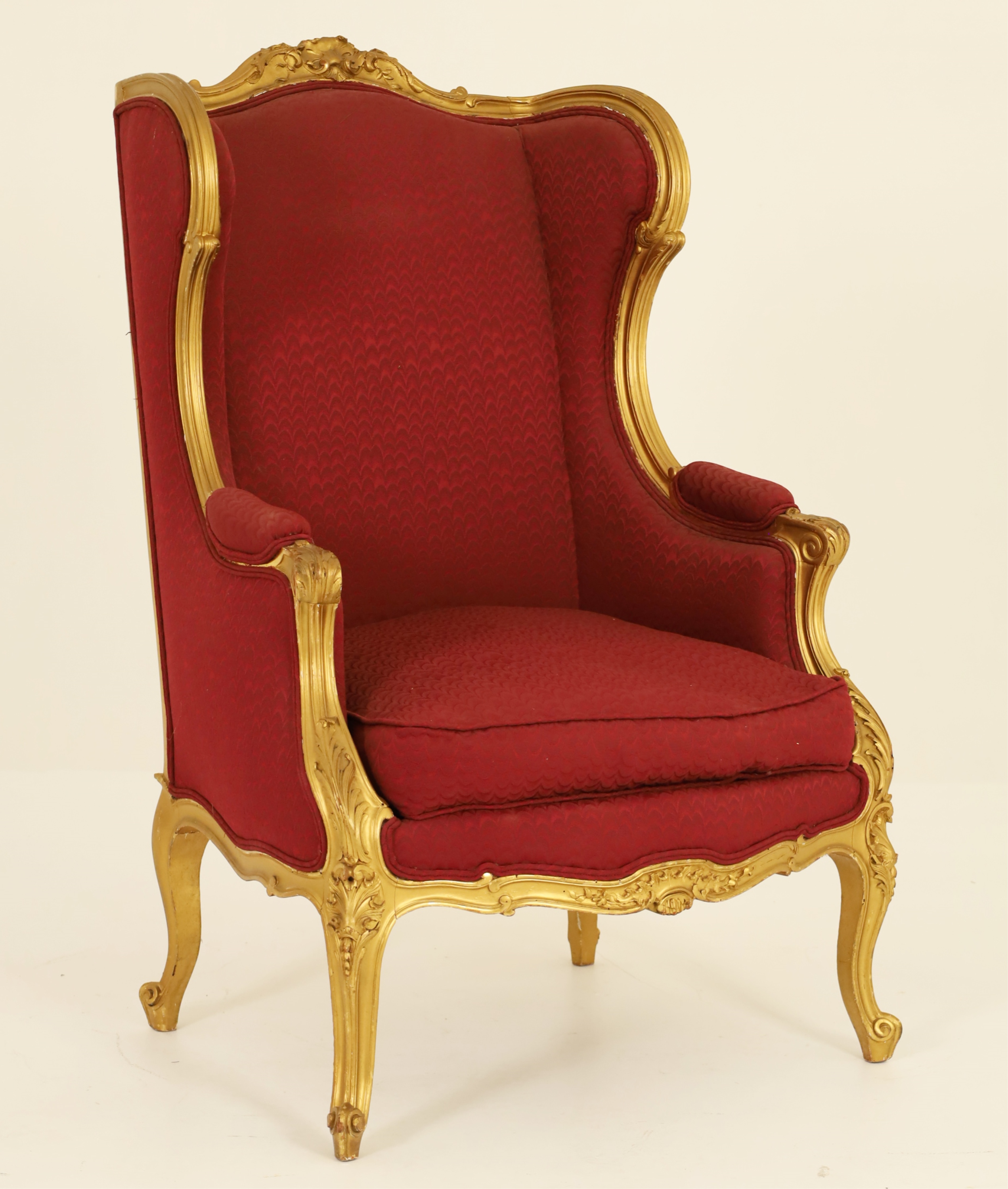 Appraisal: FRENCH LOUIS XV STYLE CARVED GOLD LEAF BERGERE French Louis