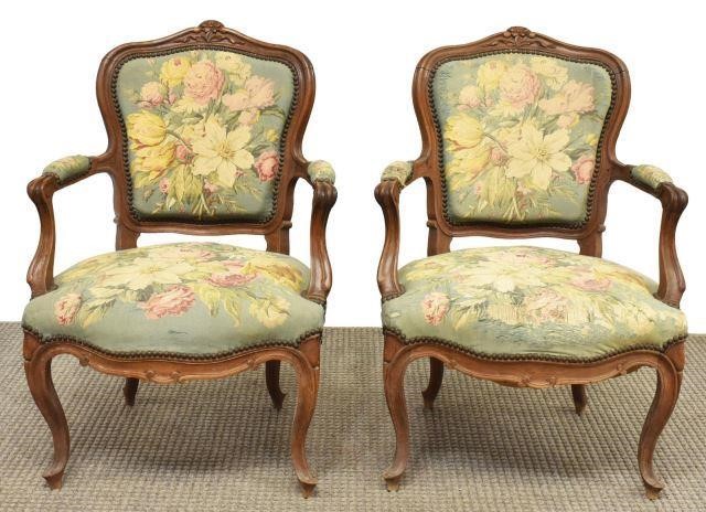 Appraisal: pair Italian Louis XV style armchairs th c having carved