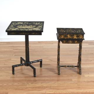 Appraisal: Chinese Export black lacquer work tables Chinese Export black lacquer