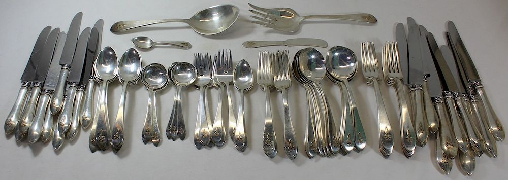 Appraisal: STERLING Dominick Haff Pointed Antique Flatware Service Includes forks -