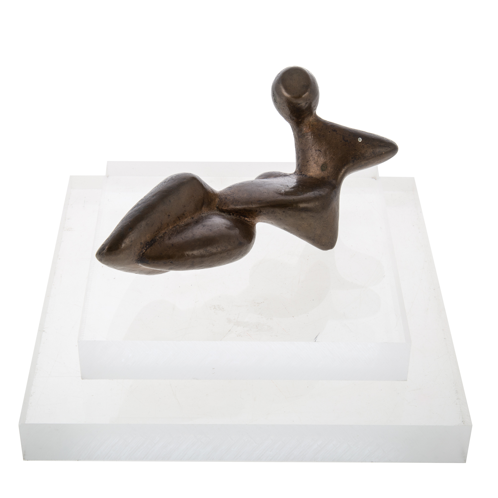 Appraisal: MCM RECLINING ABSTRACT FEMALE NUDE BRONZE Mid- th century Bronze