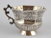 Appraisal: An th c Russian silver octagonal thistle shaped vodka charka