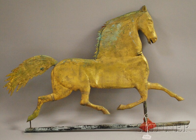 Appraisal: Gilt Molded Copper Blackhawk Running Horse Weather Vane crushing seam