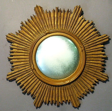 Appraisal: - Carved gilt sunburst convex mirror c dia -