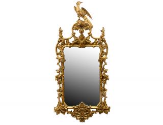 Appraisal: GEORGE III STYLE CARVED AND GILTWOOD MIRROR With shaped rectangular