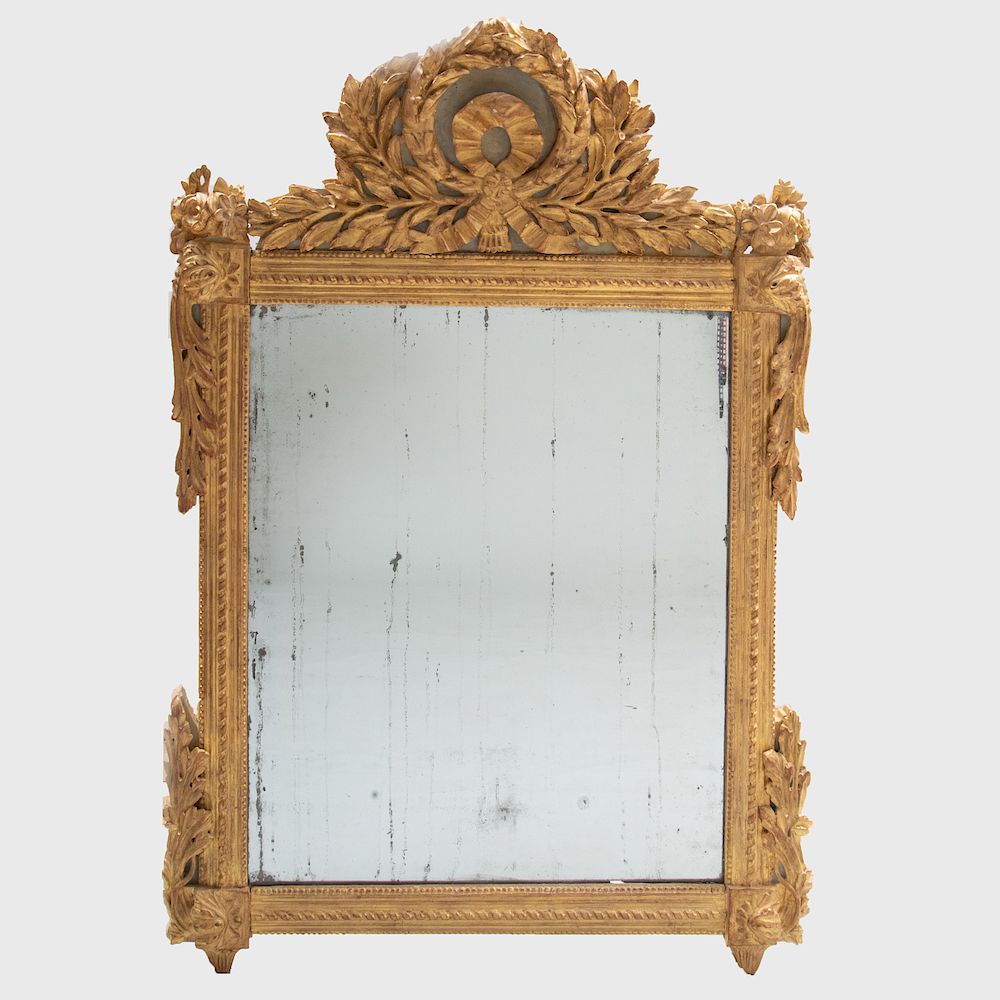 Appraisal: Louis XVI Giltwood and Painted Mirror ft in x in