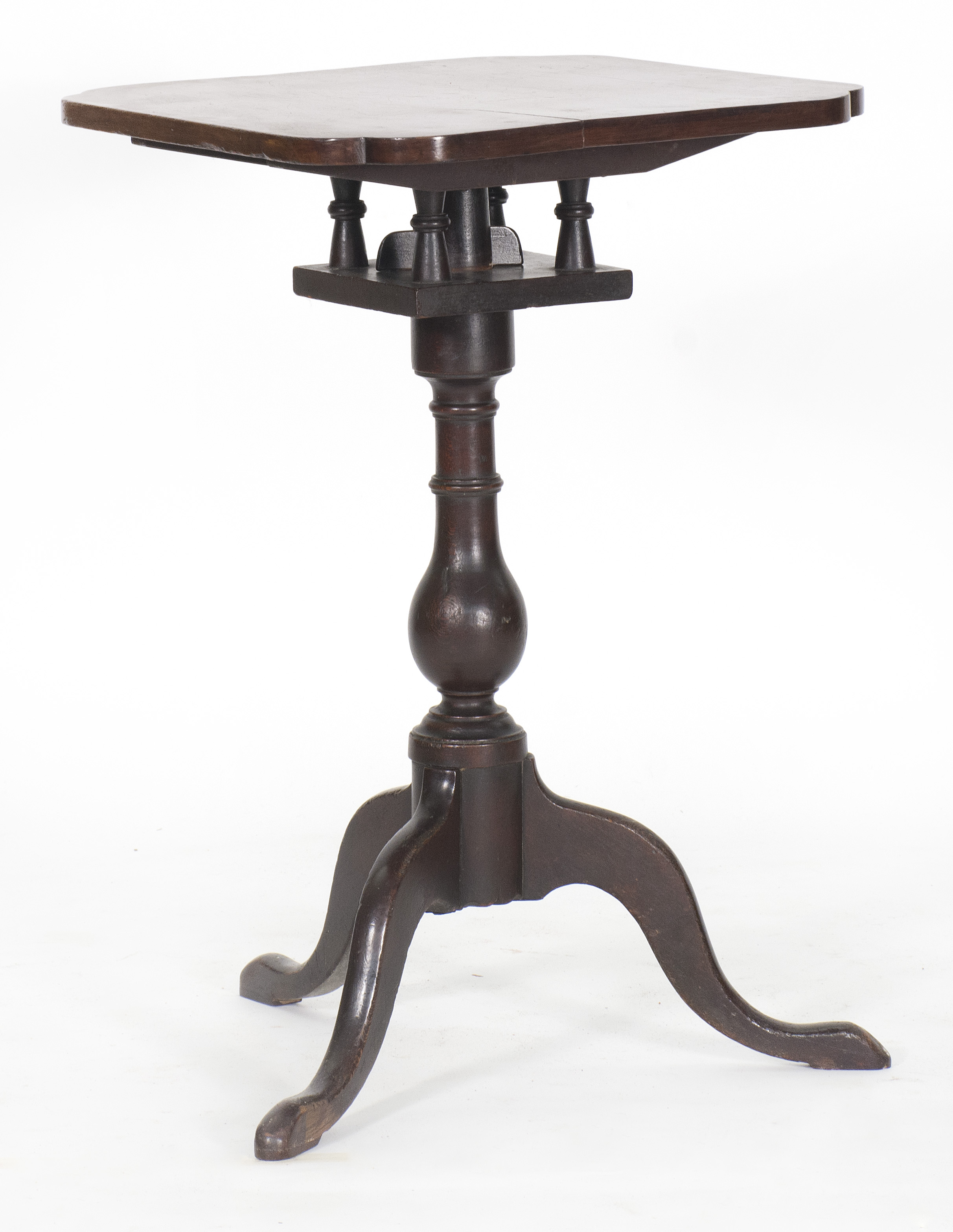 Appraisal: ANTIQUE AMERICAN QUEEN ANNE BIRDCAGE TILT-TOP CANDLESTAND Circa In cherry